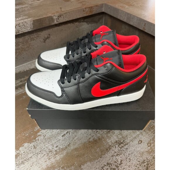Jordan 1 Low Black Fire Red White Toe Size 10.5- 553558-063 - Picture 4 of 10